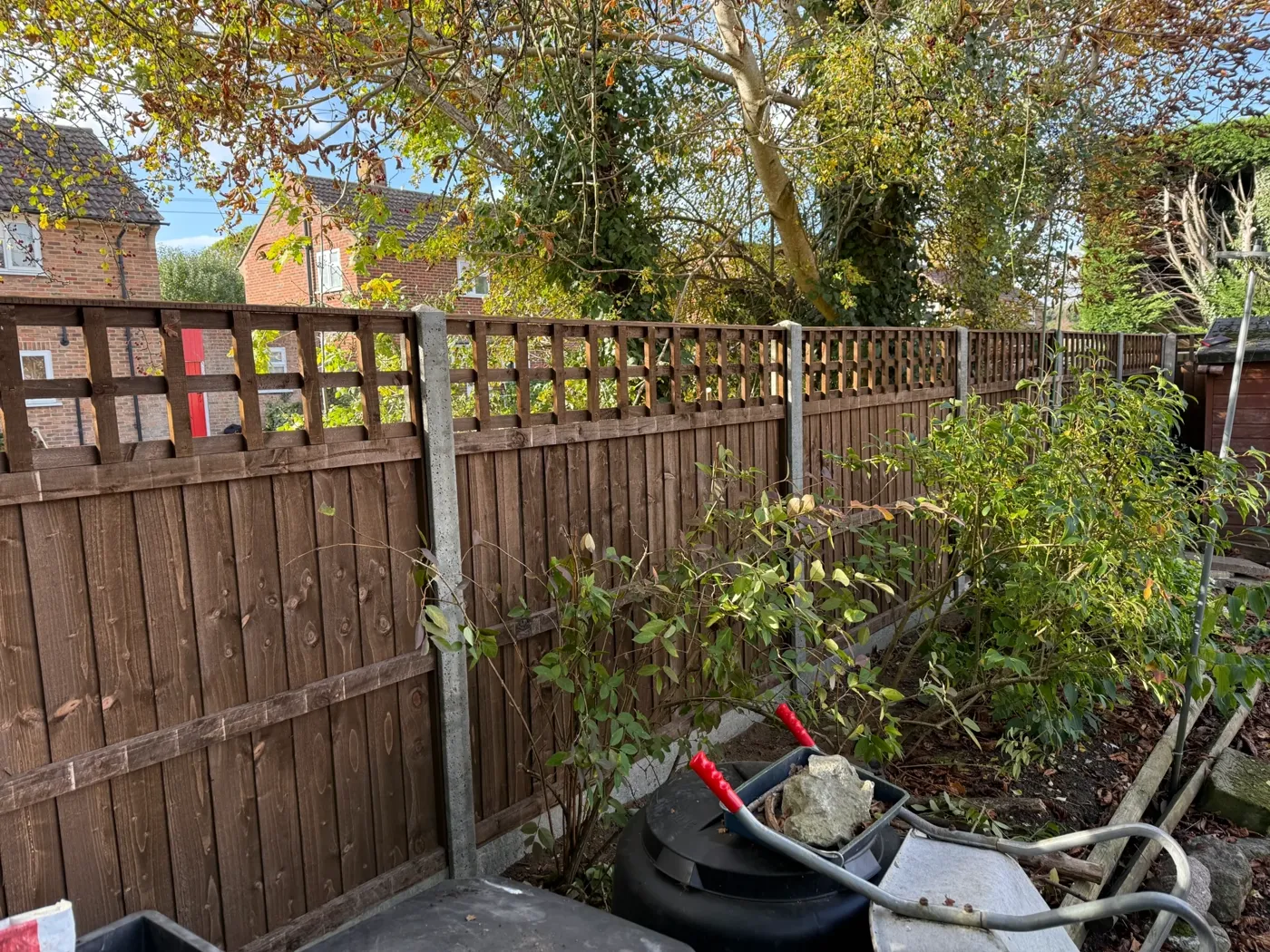 Fencing contractors installing a timber fence in Surrey